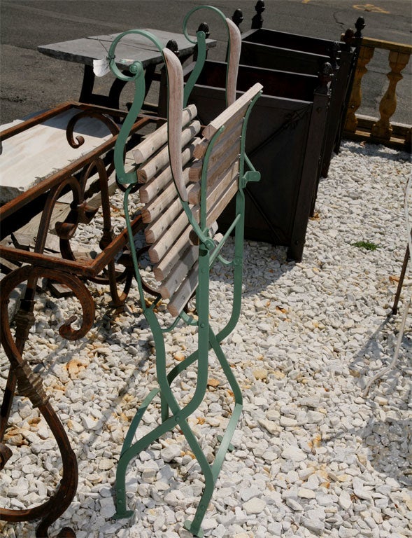 Set of 4 Folding Teak and Metal Garden Chairs 6