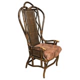 50's High Back Rattan Wicker Chair