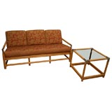 Vintage Mid Century Ficks Reed Bamboo Sofa and Table