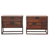 Pair of Japanese Tansus mounted as bedside tables