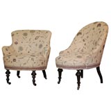 Two similar scaled Napoleon III small armchairs