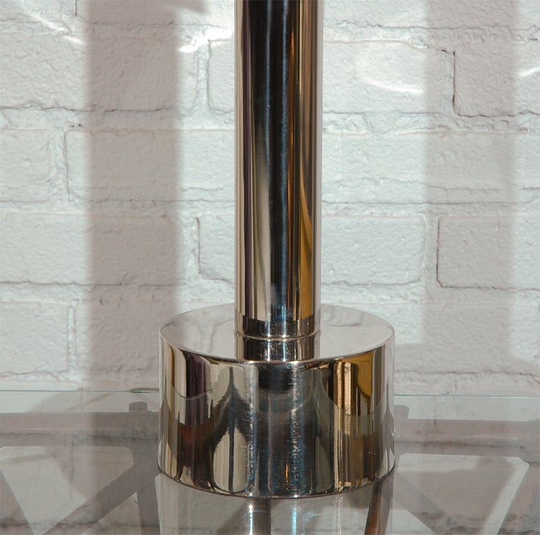 Brushed Large-Scale Laurel Mushroom Chrome Table Lamp