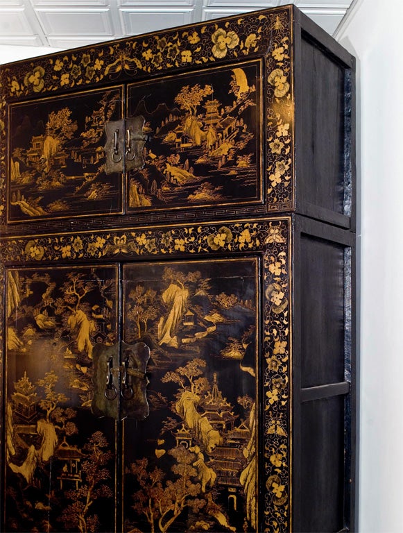 Handsomely proportioned compound cabinet from Northern China.  Elm wood construction. Beautifully proportioned at  94