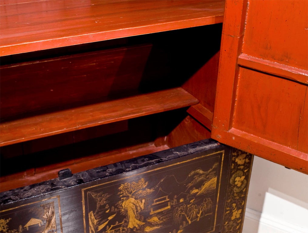 Tall gilded black lacquer compound cabinet. 2