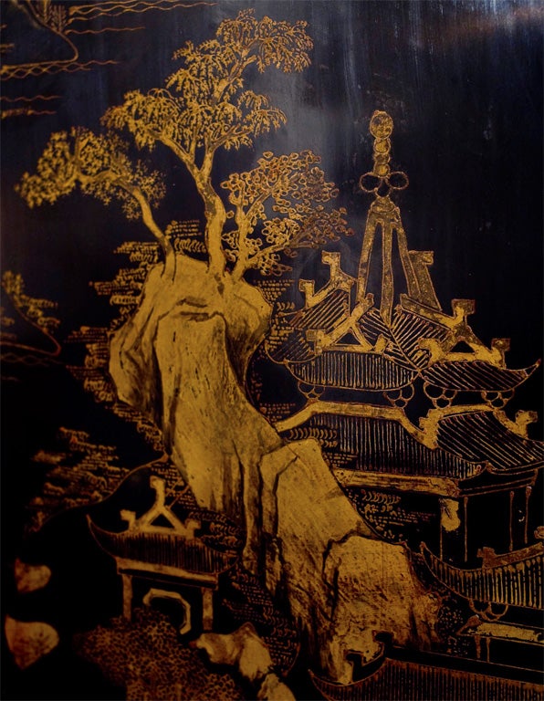 Tall gilded black lacquer compound cabinet. 6