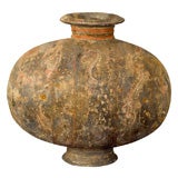 A large painted cocoon jar from Han Dynasty. Original pigments