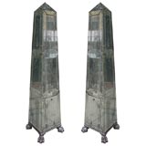 Vintage Pair Italian Mirrored Obelisk