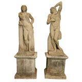 Large Pair Sculpted Stone Statues