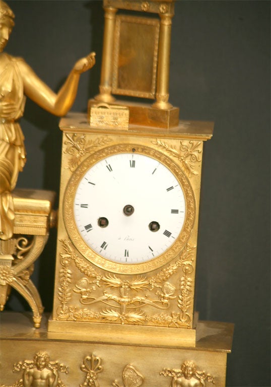 French Empire Clock In Good Condition For Sale In Hudson, NY