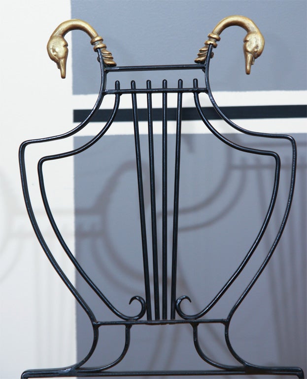 20th Century Pair of Neoclassical Brass-Mounted Folding Chairs For Sale