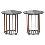 Pair of Art Deco Chrome and Marble Tables