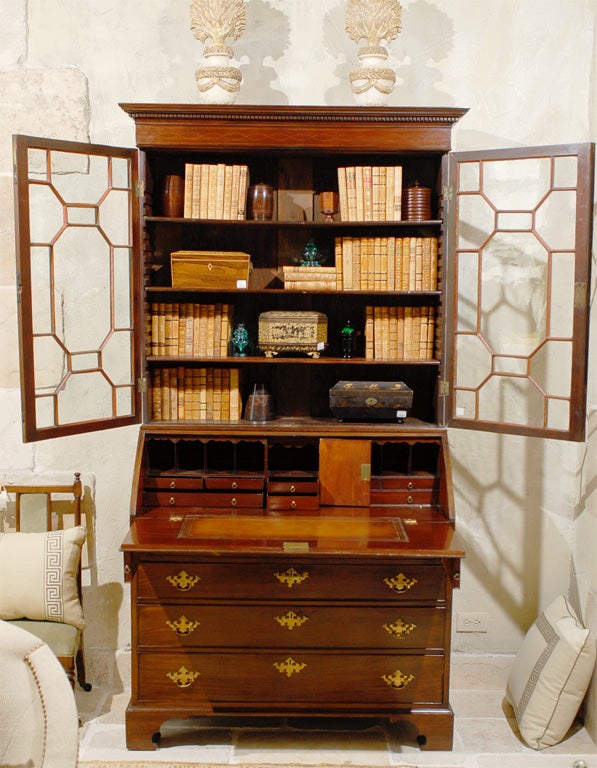 English Mahogany Bureau Bookcase