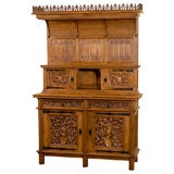 English Oak Gothic Carved Cabinet