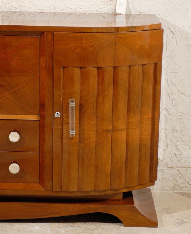 French Art Deco Sideboard with Clear Acrylic Handles, 1930s In Good Condition In Atlanta, GA