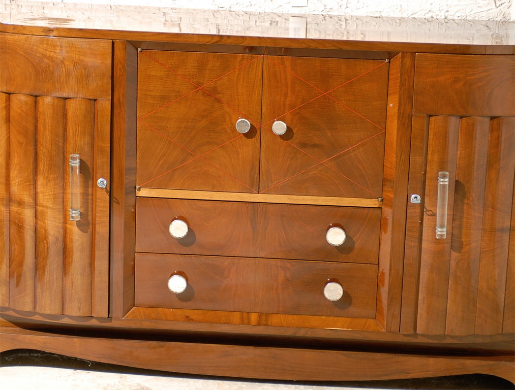 Mid-20th Century French Art Deco Sideboard with Clear Acrylic Handles, 1930s
