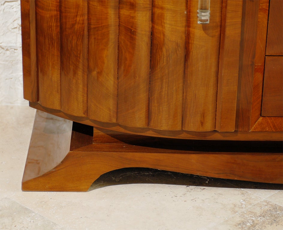 Walnut French Art Deco Sideboard with Clear Acrylic Handles, 1930s