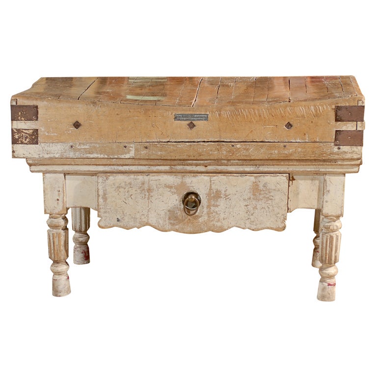 French butcher's block table
