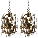 Fine Pair of 20th century openwork floral gilt metal lanterns