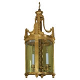 Louis XVI Style Ormolu and Glass Two-Light Cylindrical Hall Lantern, circa 1880