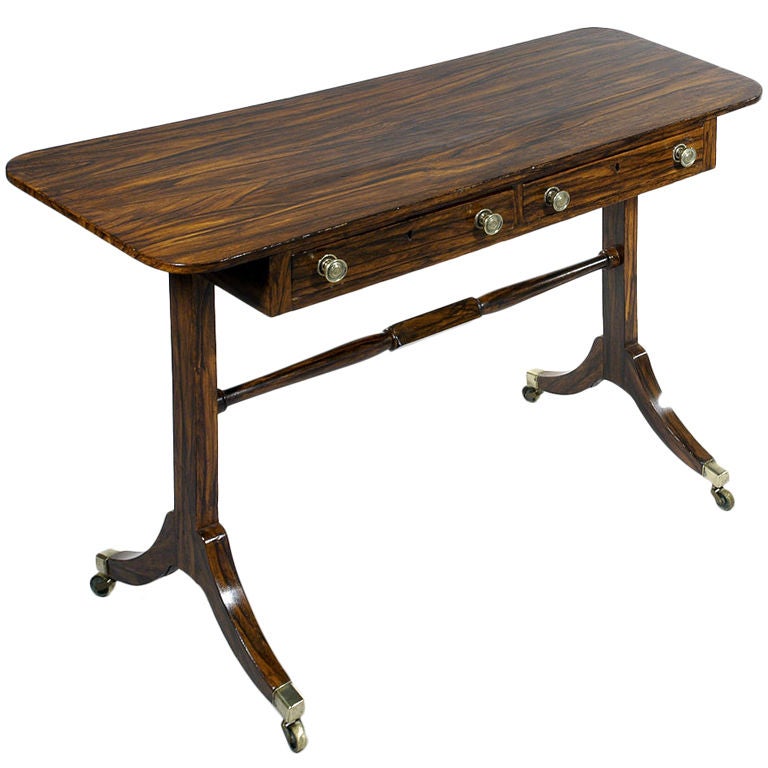 Regency Period Faux Rosewood Sofa Table with Two Drawers. English, Circa 1800 For Sale