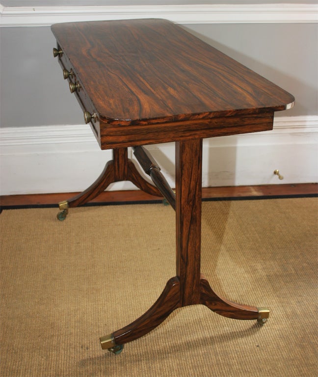 Regency Period Faux Rosewood Sofa Table with Two Drawers. English, Circa 1800 For Sale 1