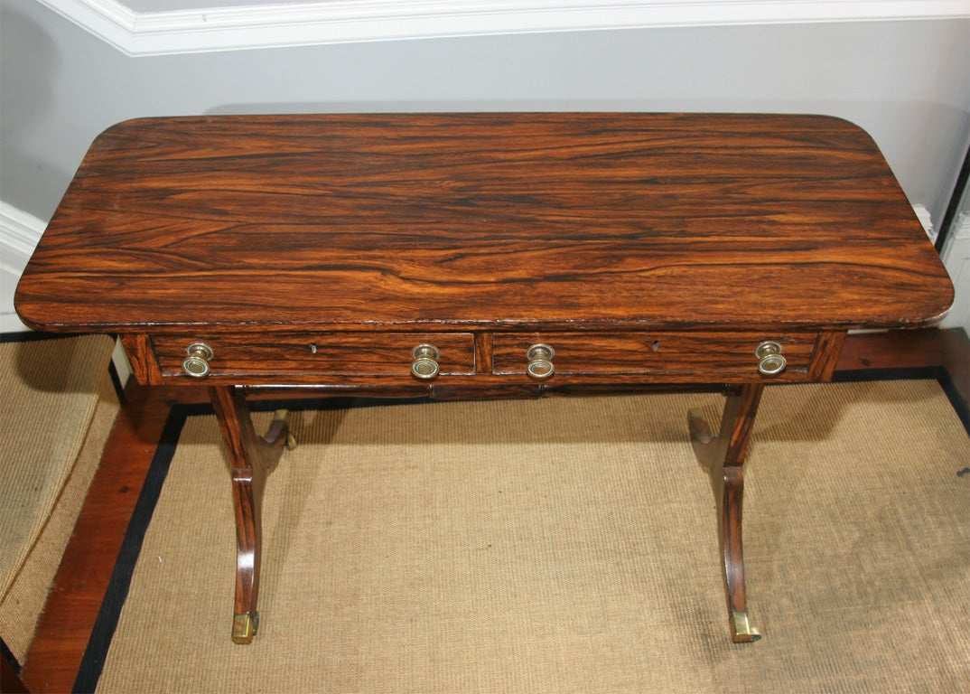 Regency Period Faux Rosewood Sofa Table with Two Drawers. English, Circa 1800 For Sale 4
