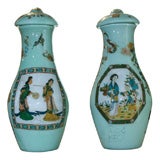 A Pair of 19th Century French Decalcomania Chinoiserie Vases