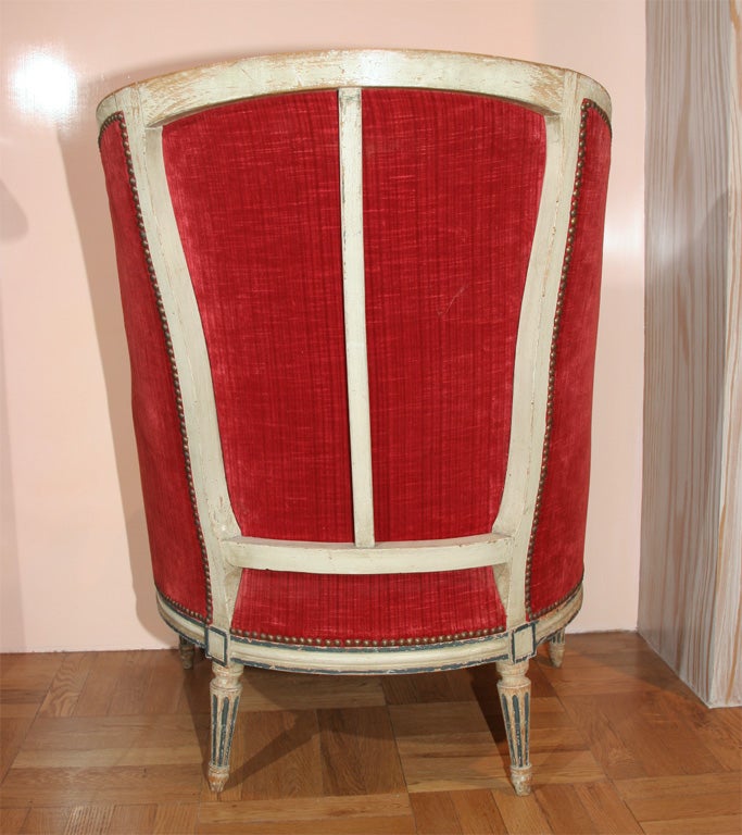 A Louis XVI Style White Painted Bergere 1