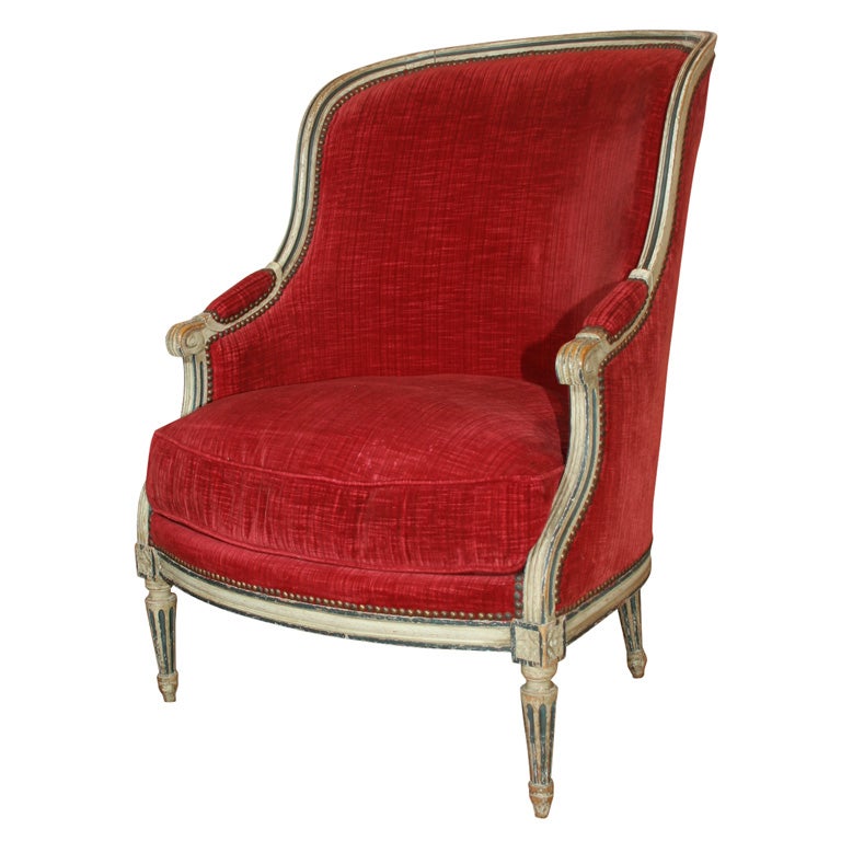 A Louis XVI Style White Painted Bergere