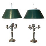 A Large Pair of Silver Plated Louix XVI Style Bouillotte Lamps