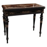 Antique French Napoleon III Ebony and Ivory Game Table