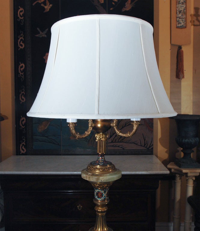French Champleve and Onyx Floor Lamp 2