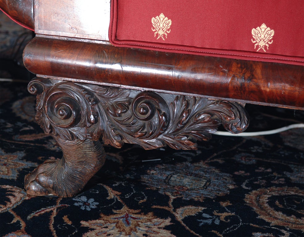 Mahogany American Empire Classical Sofa For Sale
