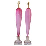Seguso Hot Pink Monumental Murano Lamps