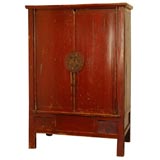 Antique Red Lacquered Chinese Armoire
