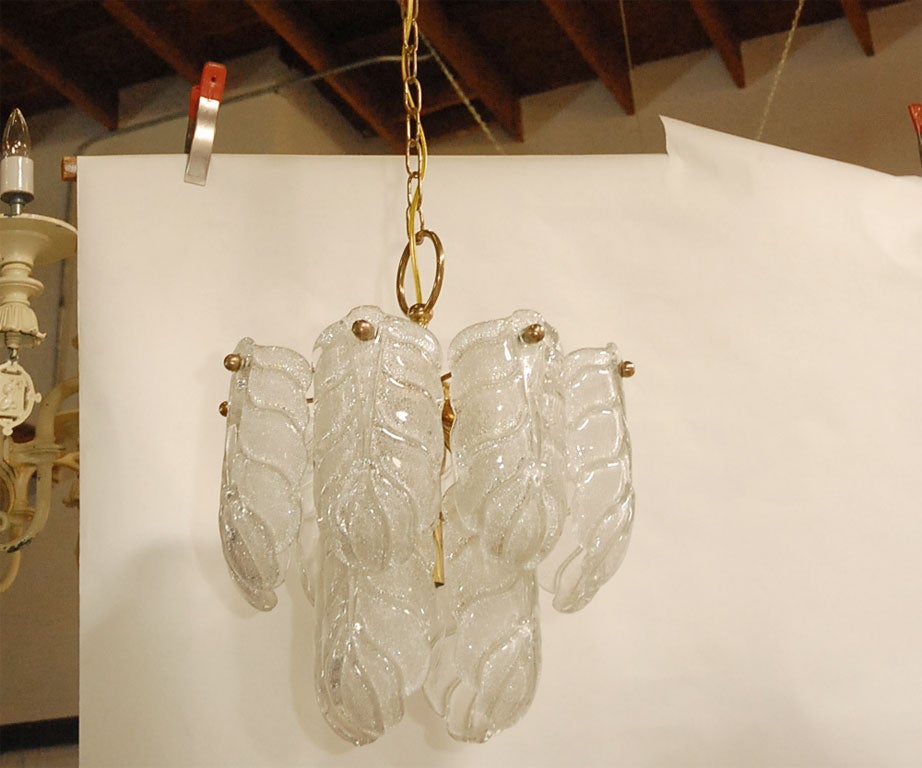 Italian Chandelier with Leaf Shape Elements For Sale
