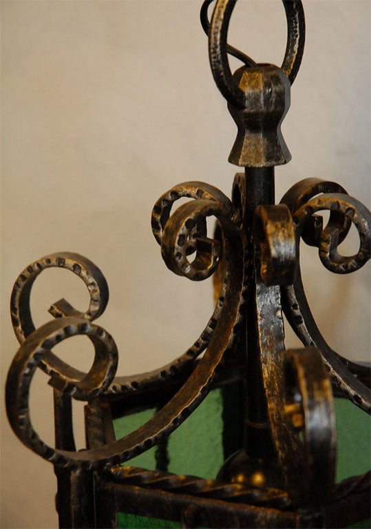 French Pair of Wrought Iron Lanterns For Sale