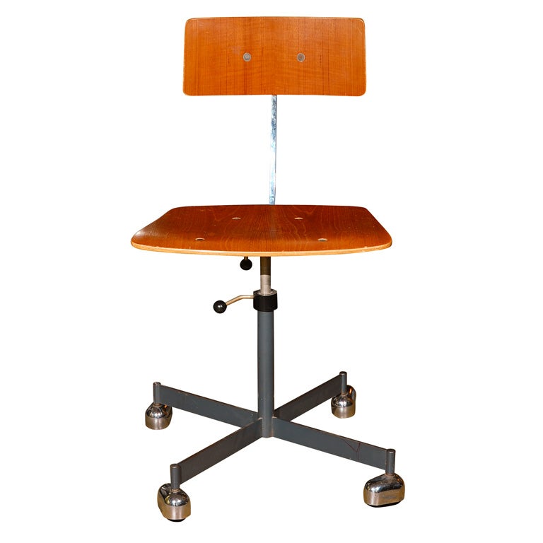 Rare and early swivel Kevi office/desk chair with chrome casters