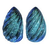 Great murano glass bookends in green and blue