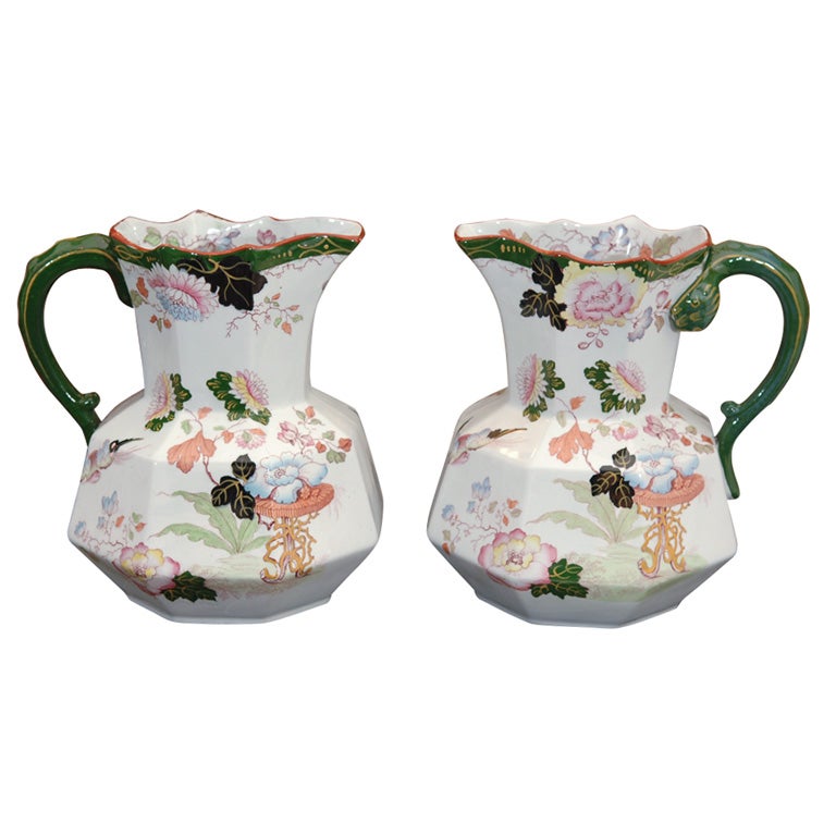 Pair of Mason's Ironstone Pitchers For Sale
