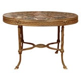 Louis XVI Style Gilt Bronze and Marble-top Oval Low Table