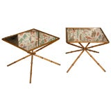 Pair of French gilt metal side tables