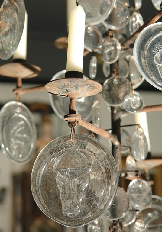 18-Light Iron and Glass Chandelier by Erik Hoglund 1