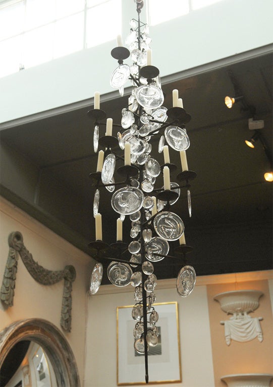 18-Light Iron and Glass Chandelier by Erik Hoglund 4