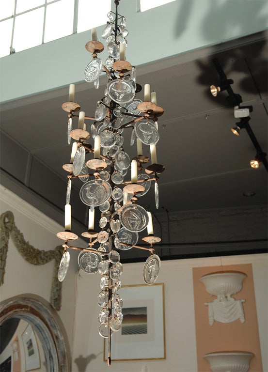 18-Light Iron and Glass Chandelier by Erik Hoglund 5