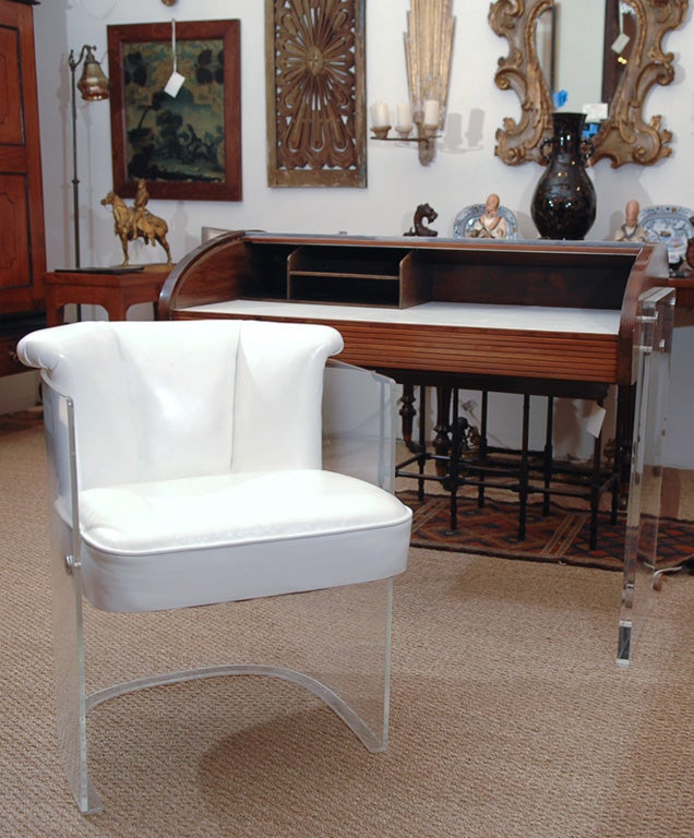American Vladimir Kagan Roll-Top Desk and Plexiglas Chair