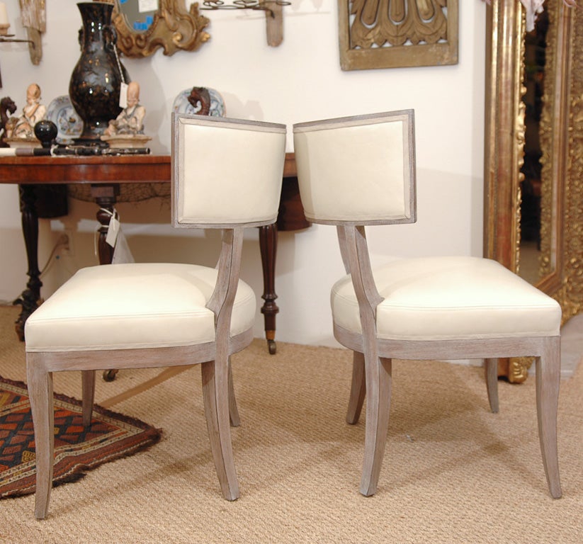 Contemporary Pair of Hollywood Regency Style Klismos Chairs