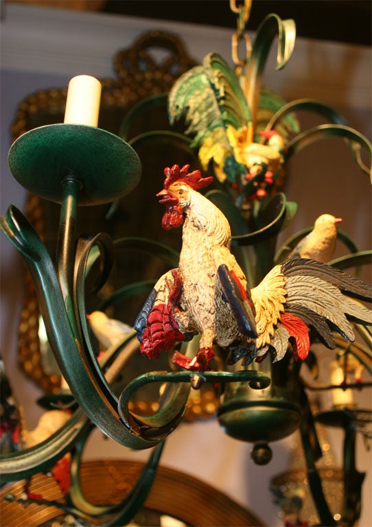 American Funfilled 6 light Rooster bird chandelier