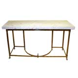 Italian 1960's Brass Console with Fossilized Stone Top