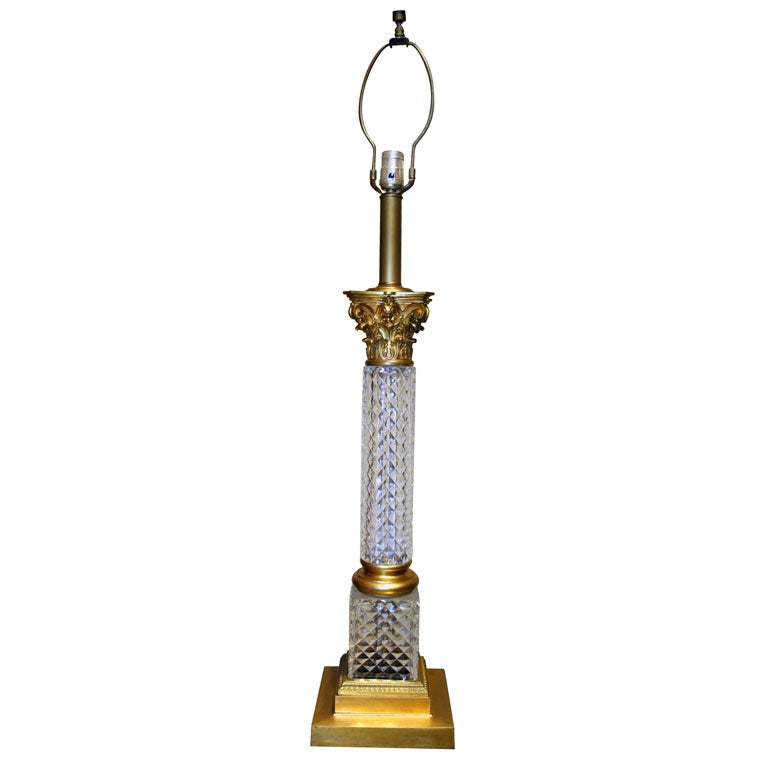 19th Century Large- Scale Baccarat Crystal Table Lamp